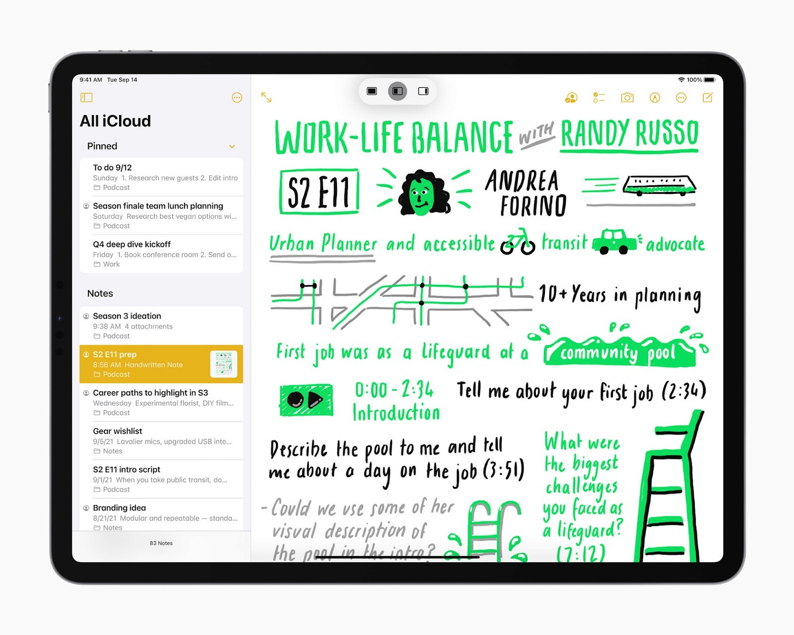Screenshot of Notes's dashboard