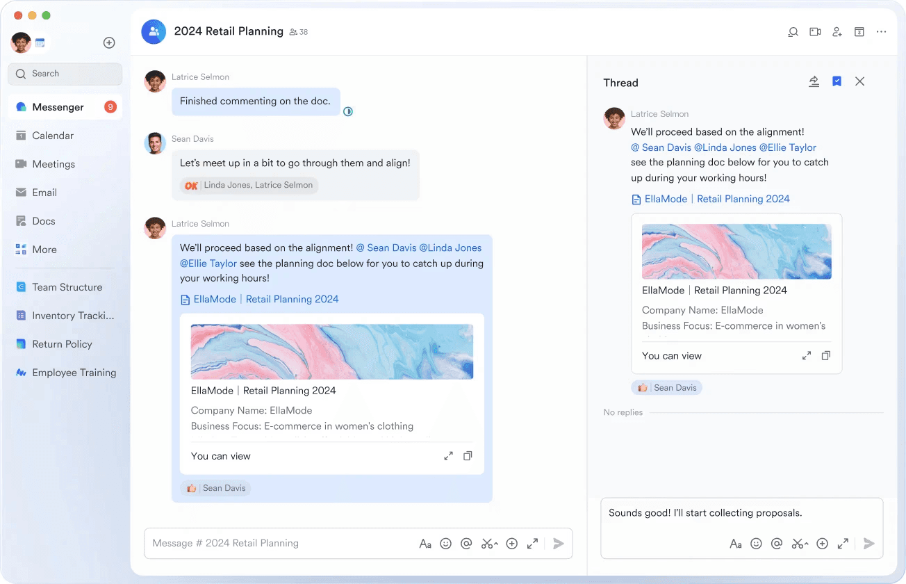 Lark Messenger interface