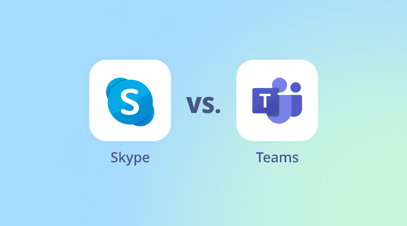 A graphic showing icons of Skype and Microsoft Teams