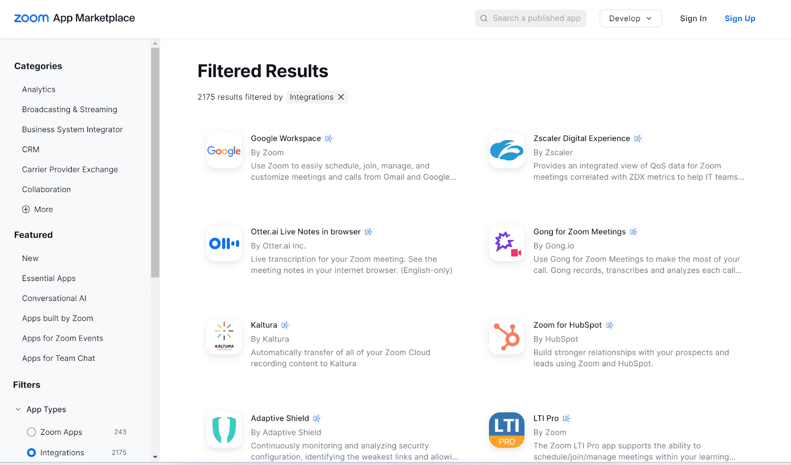 Zoom apps focused on integrations with other tools
