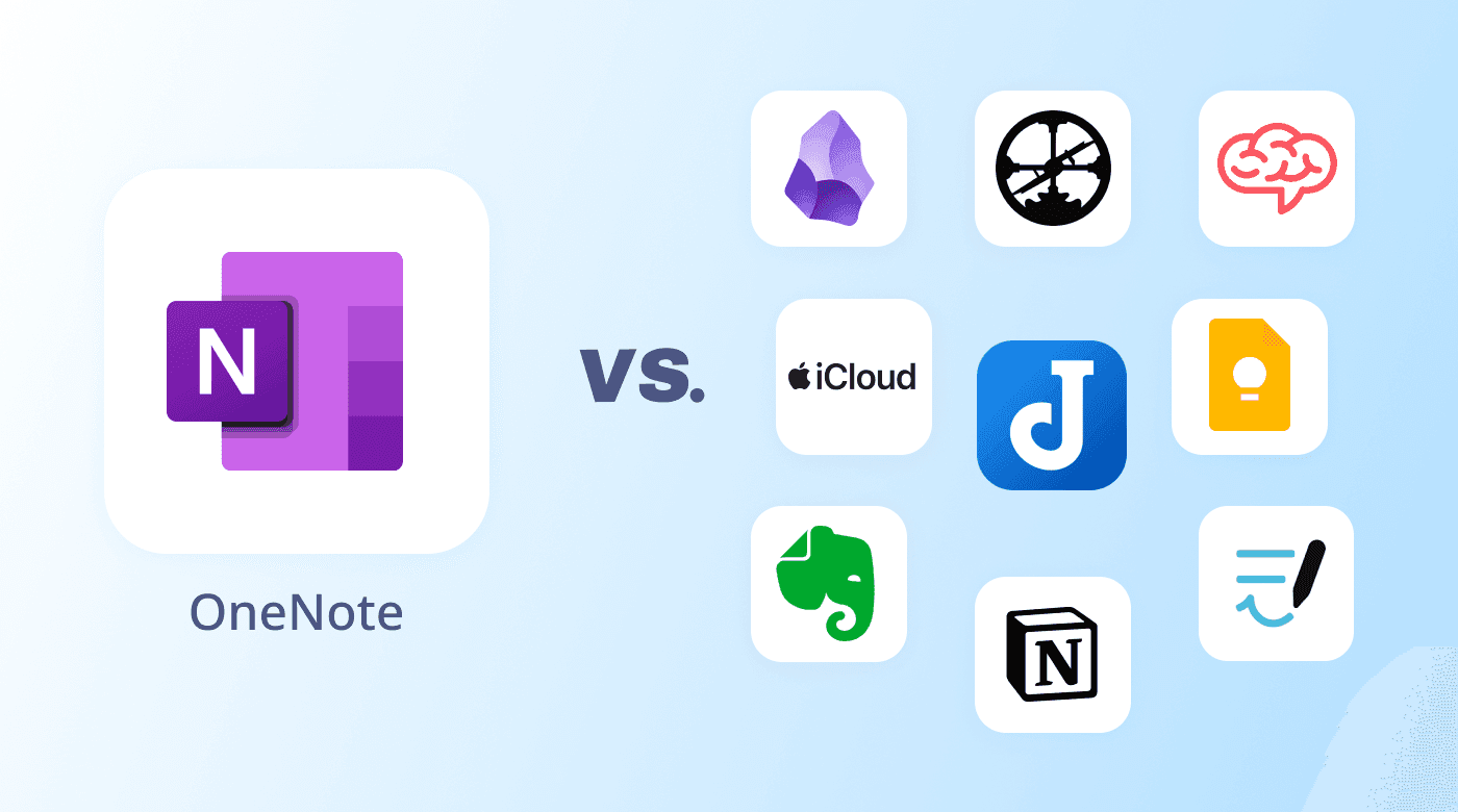 Logos for OneNote and alternative note-taking software